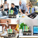Desk File Organizer with Drawer Anyyuk Office Supplies Organizer with Double Tray and 5 Upright File Folder Holders Sections Desktop Organizer for Workspace Home Office School, Black - Image 6